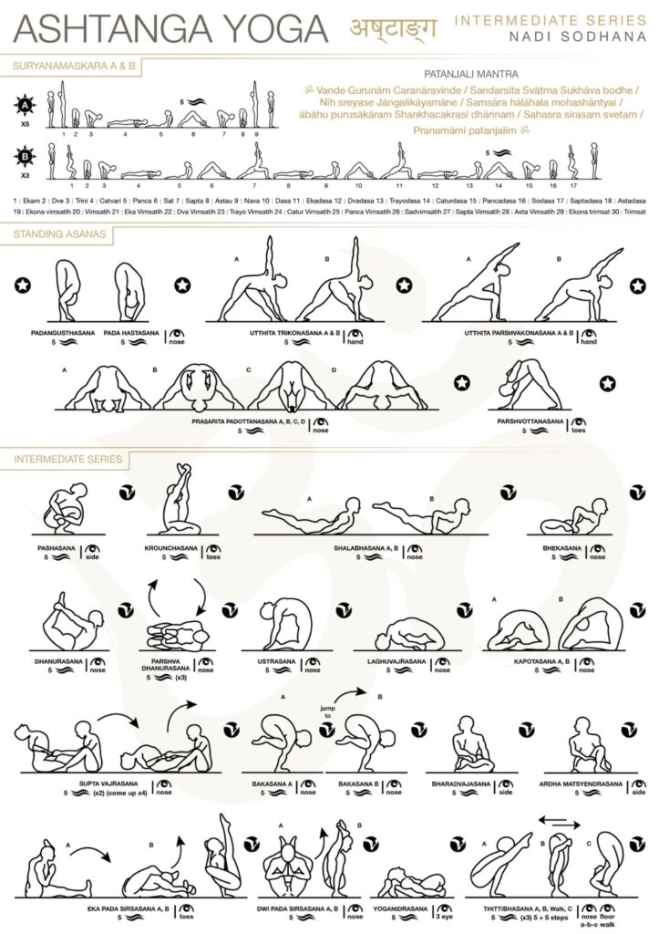 Illustrated sheets of the second Nadi Sodhana series of Ashtanga.